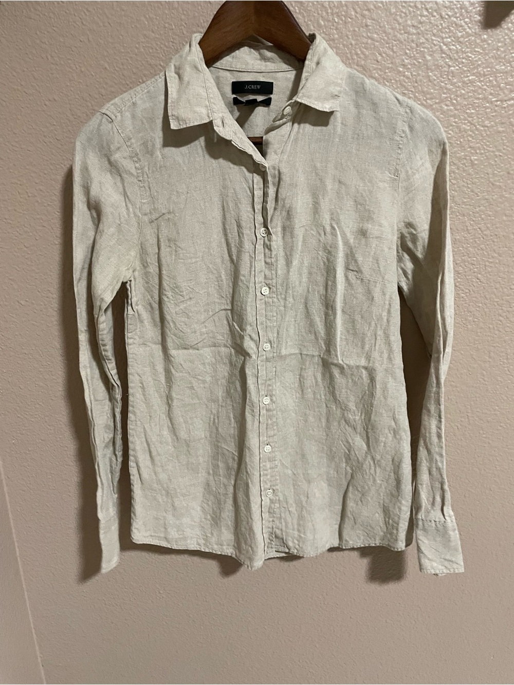 J. Crew Natural Beige Linen Button-Front Shirt